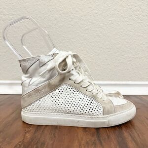 ZADIG & VOLTAIRE High Flash Keith Sneakers White Beige Leather